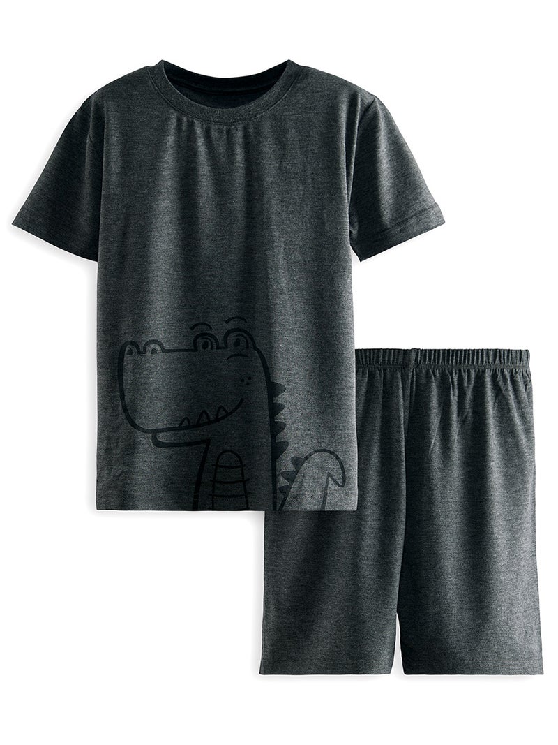 Denokids Dino Basic Boy Anthracite Pyjama Set - Image 3